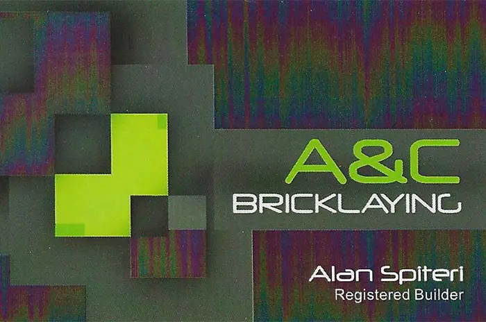 A&C Bricklaying business card for Alan Spiteri